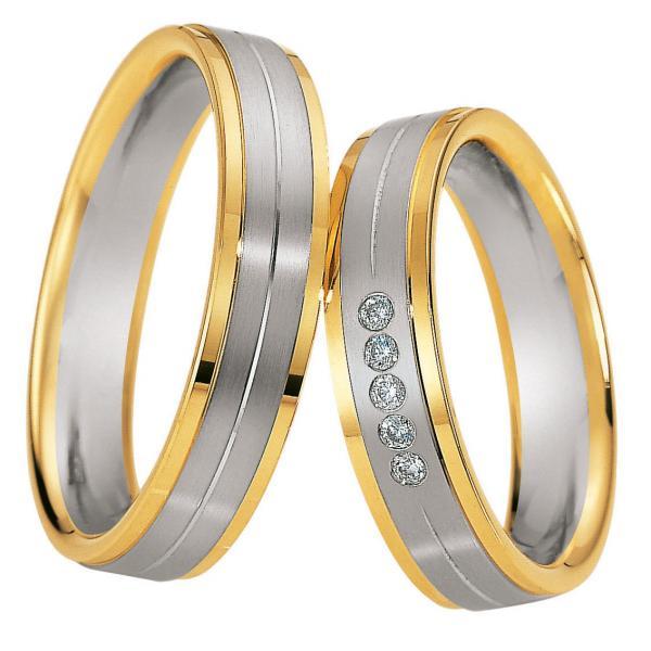 Trauringe Weiss-Gelbgold von Saint Maurice 49-82046 + 49-82047