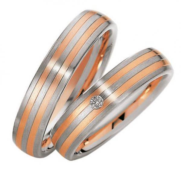 Trauringe Weiss-Rotgold von Saint Maurice 49-82056 + 49-82057