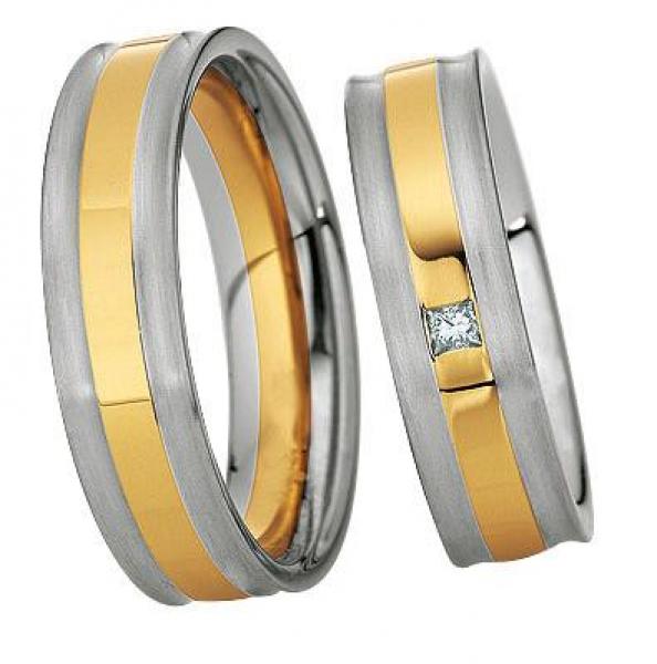 Trauringe Weiss-Gelbgold von Saint Maurice 49-82060 + 49-82061