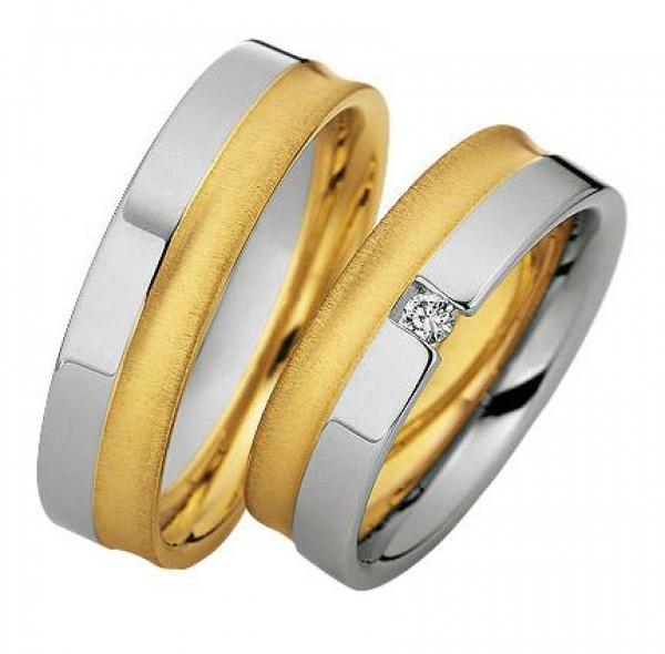 Trauringe Weiss-Gelbgold von Saint Maurice 49-82066 + 49-82067