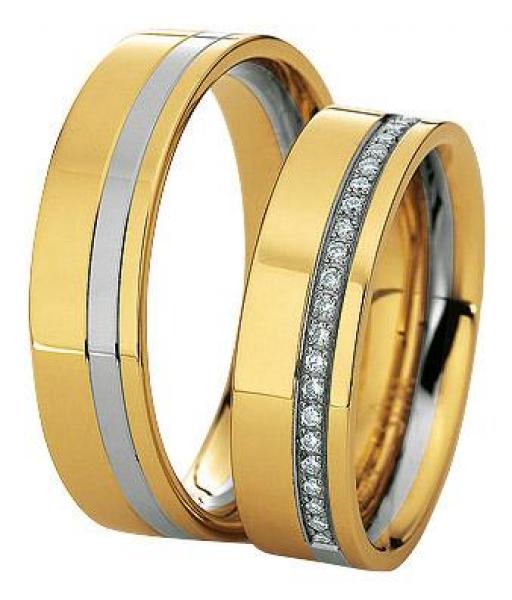 Trauringe Weiss-Gelbgold von Saint Maurice 49-82068 + 49-82069