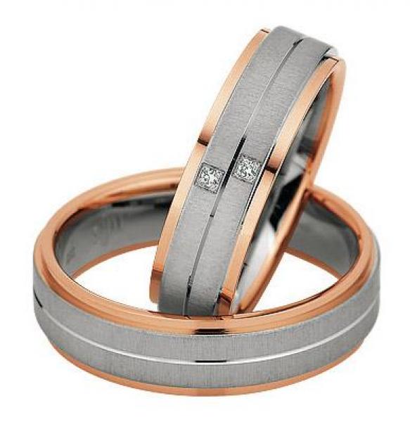 Trauringe Weiss-Rotgold von Saint Maurice 49-82072 + 49-82073