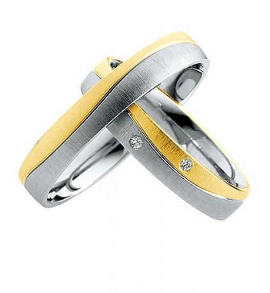 Trauringe Weiss-Gelbgold von Saint Maurice DR 870080 / HR 870090