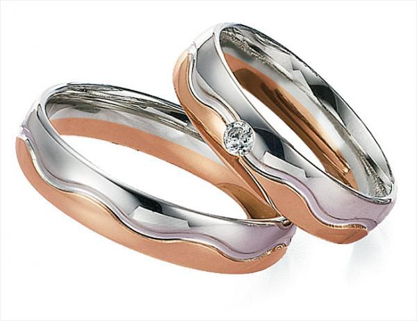 Trauringe Weiss-Rotgold von Gettmann 8075.50 + 8075.50