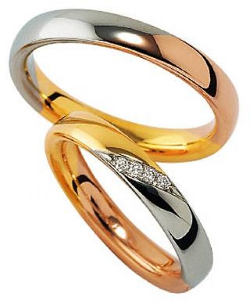 Trauringe Tricolour von Furrer Jacot 62-5092B + 71-1542B