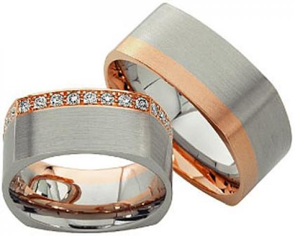 Trauringe Weiss-Rotgold von Furrer Jacot 62-52210 + 71-26210