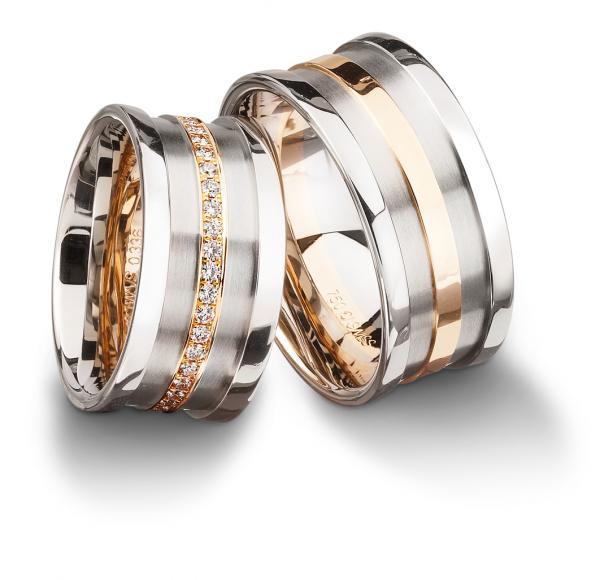 Trauringe Weiss-Rotgold von Furrer Jacot 62-52770 + 71-26670