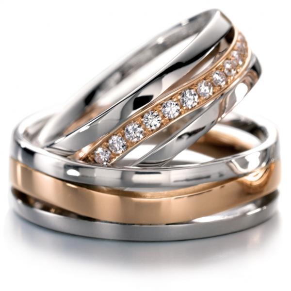 Trauringe Weiss-Rotgold von Furrer Jacot 62-52510 + 71-26510