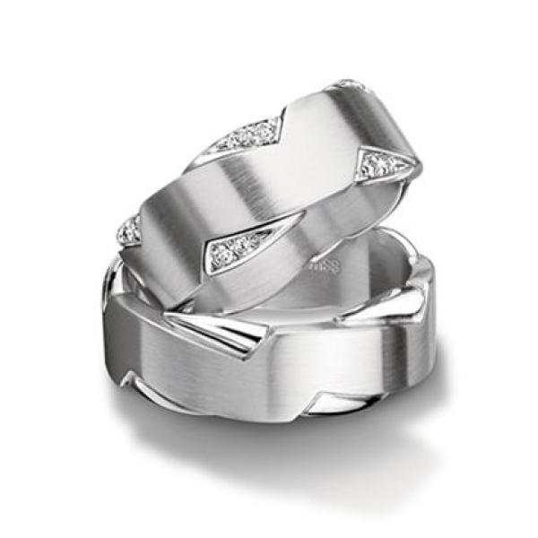 Trauringe Weissgold von Furrer Jacot 71-82380 + 71-27380