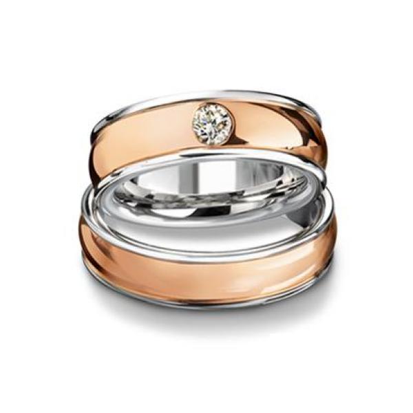 Trauringe Weiss-Rotgold von Furrer Jacot 71-83710 + 71-28710