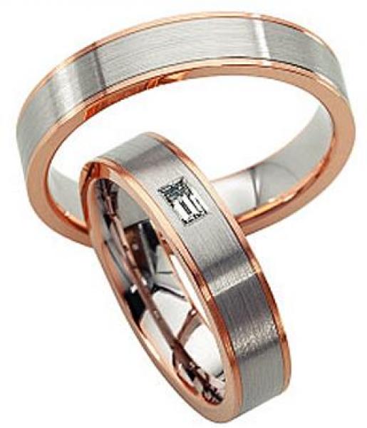 Trauringe Weiss-Rotgold von Furrer Jacot 71-81680 + 71-25680