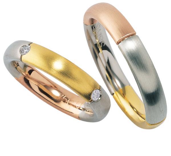 Trauringe Tricolour von Furrer Jacot 71-7676E + 71-2076E