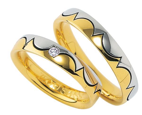 Trauringe Weiss-Gelbgold von Furrer Jacot 71-76890 + 71-20890