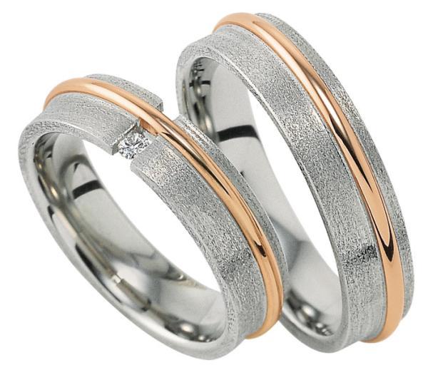 Trauringe Weiss-Rotgold von Furrer Jacot 71-79220 + 71-23220