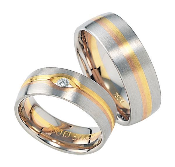 Trauringe Tricolour von Furrer Jacot 71-7956E + 71-2356E