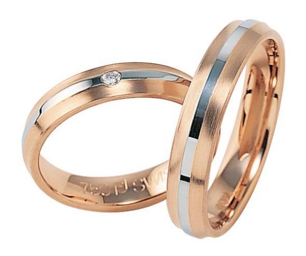 Trauringe Weiss-Rotgold von Furrer Jacot 71-80600 + 71-24600