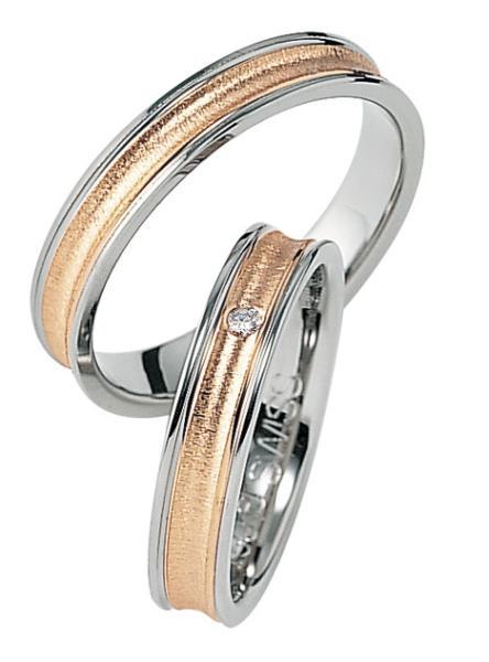 Trauringe Weiss-Rotgold von Furrer Jacot 71-80650 + 71-24650