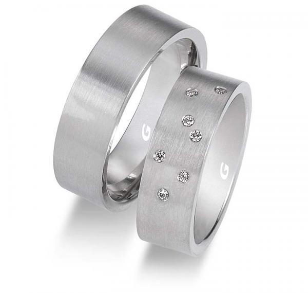 Trauringe Weissgold von Gettmann 8072,70 + 8072,70B