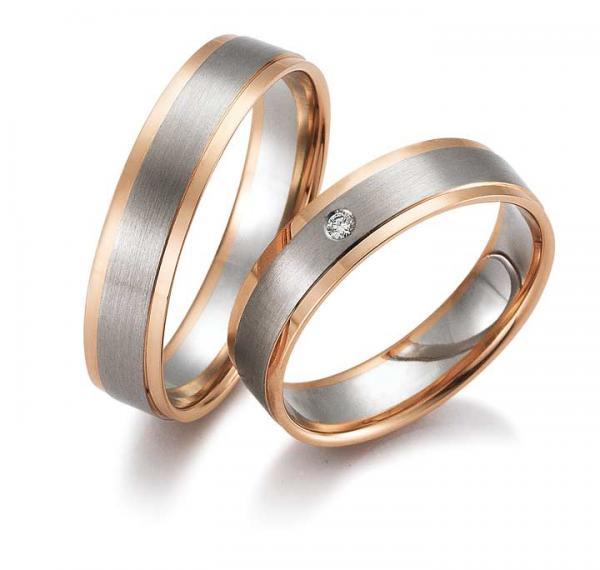 Trauringe Weiss-Rotgold von Gettmann 8336,50 + 8336,50B