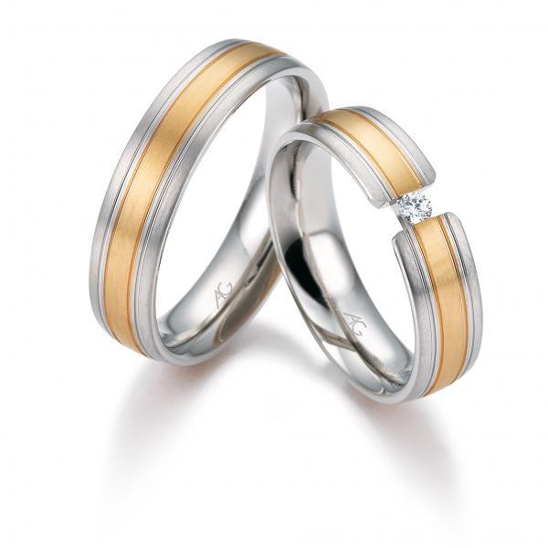 Trauringe Weiss-Rosegold von Gerstner 4/28645/5.5