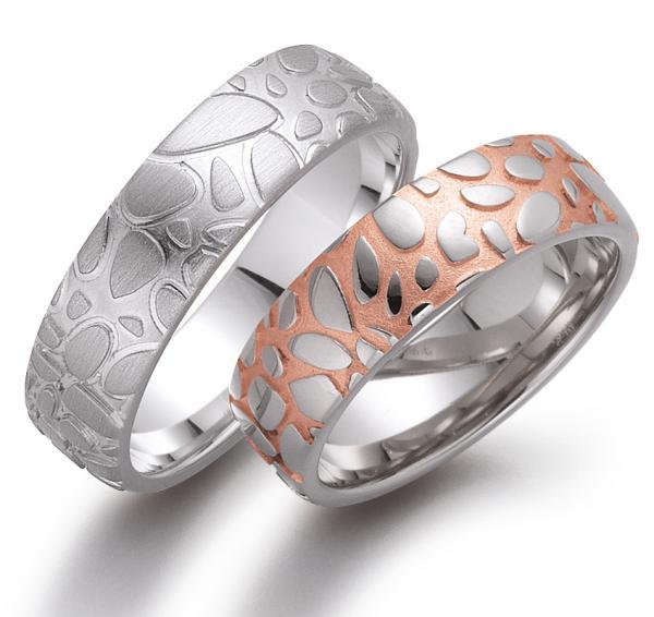 Trauringe Weiss-Rotgold von Gerstner 28030/6 + 28030/6