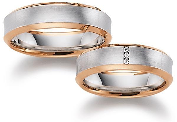 Trauringe Weiss-Rotgold von Gerstner 4/27433/6 + 27433/6