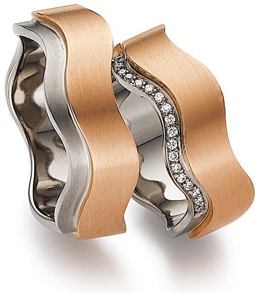 Trauringe Weiss-Rotgold von Gerstner 4/27337/7 + 27337/7