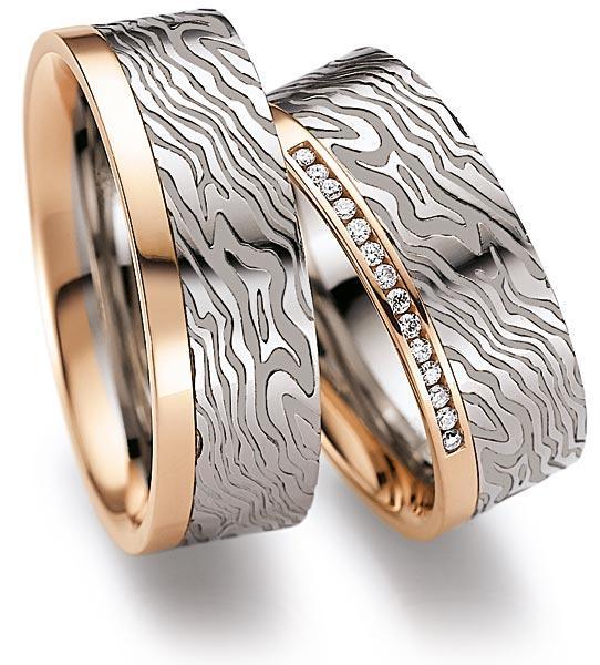 Trauringe Weiss-Rotgold von Gerstner 4/27359/8 + 27359/8