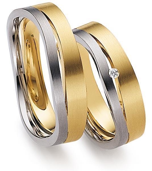 Trauringe Weiss-Gelbgold von Gerstner 4/27438/6 + 27438/6