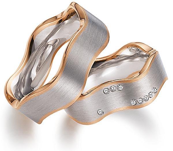 Trauringe Weiss-Rotgold von Gerstner 4/27439/6 + 27439/6