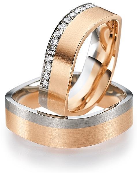 Trauringe Weiss-Rotgold von Gerstner 4/27437/6 + 27437/6