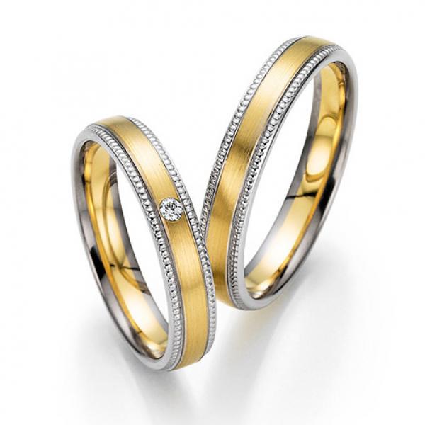 Trauringe Weiss-Gelbgold von Fischer 38 07670/040