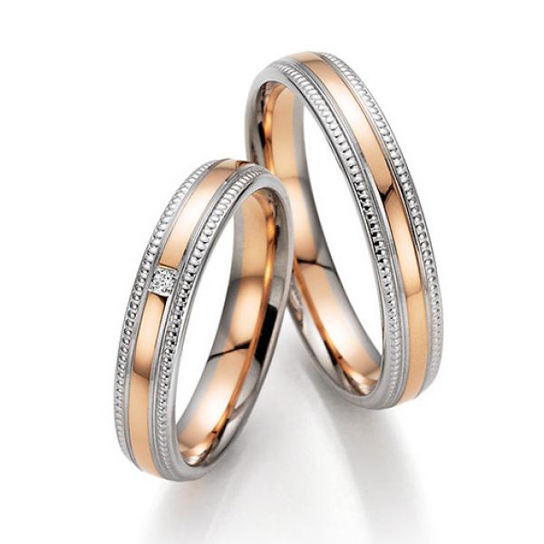 Trauringe Weiss-Rotgold von Fischer 38 7671/040