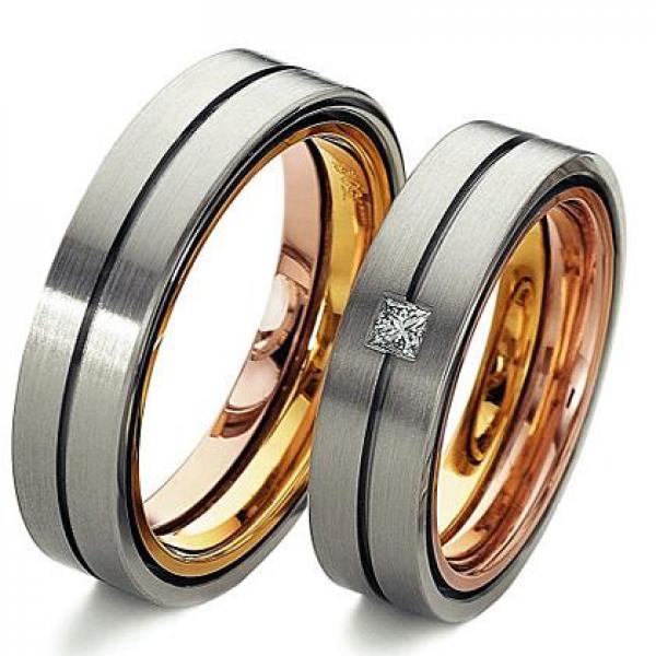 Trauringe Tricolour von Furrer Jacot 71-7960E + 71-2360E