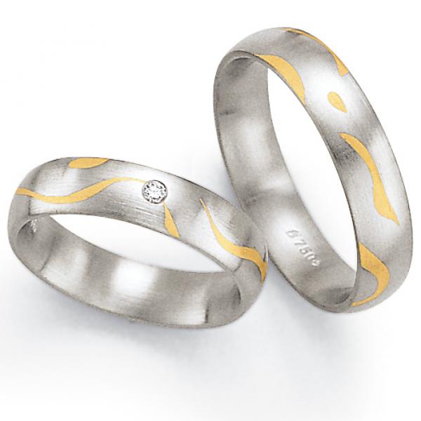 Trauringe Weiss-Gelbgold von Fischer 05 05108/050