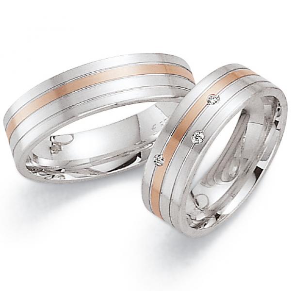 Trauringe Weiss-Rotgold von Fischer 05 05160/060