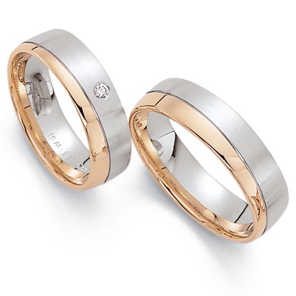 Trauringe Weiss-Rotgold von Fischer 05 05028/060