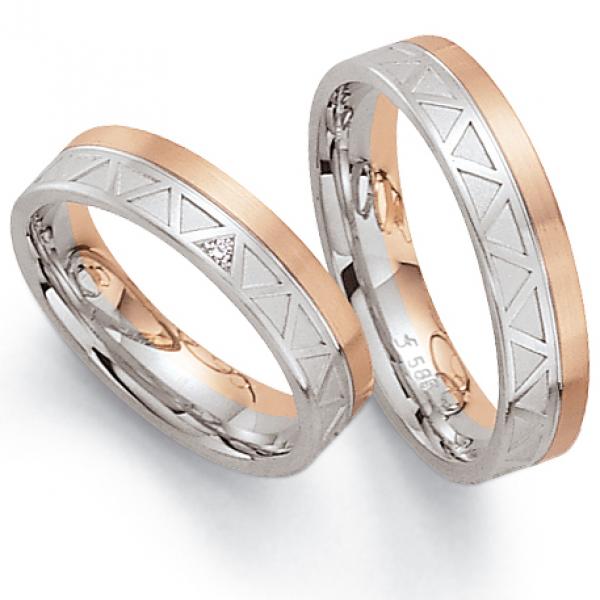 Trauringe Weiss-Rotgold von Fischer 05 05200/050