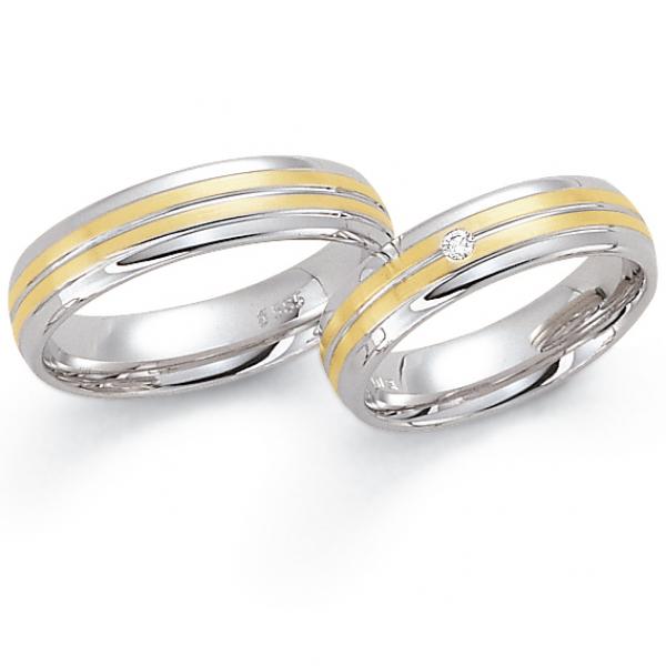 Trauringe Weiss-Gelbgold von Fischer 05 02557/055