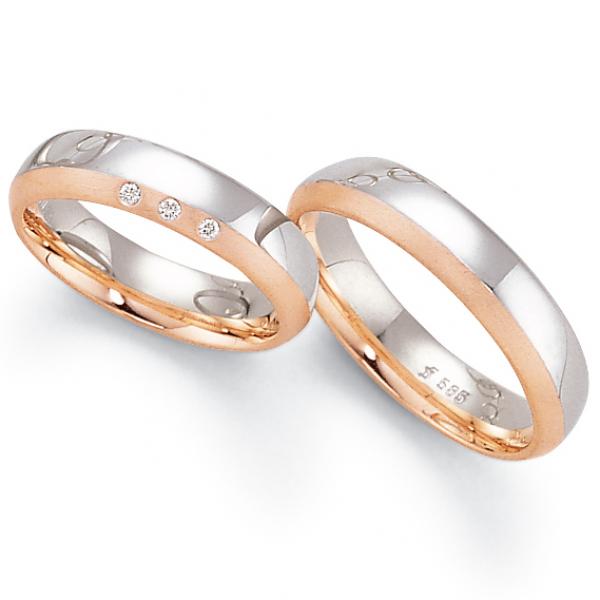 Trauringe Weiss-Rotgold von Fischer 05 05134/050
