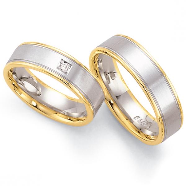 Trauringe Weiss-Gelbgold von Fischer 05 05003/060