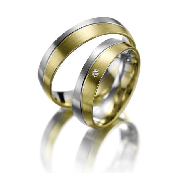 Trauringe Weiss-Gelbgold von Weidner 61138 + 71138