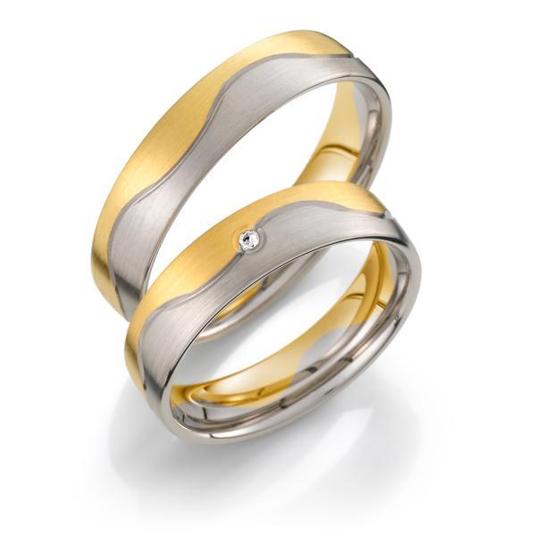 Trauringe Weiss-Gelbgold von Weidner 62026 + 72026