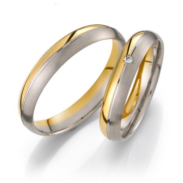 Trauringe Weiss-Gelbgold von Weidner 62032 + 72032