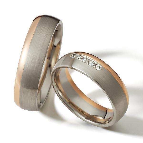 Trauringe Weiss-Rotgold von Weidner 62065 + 72065