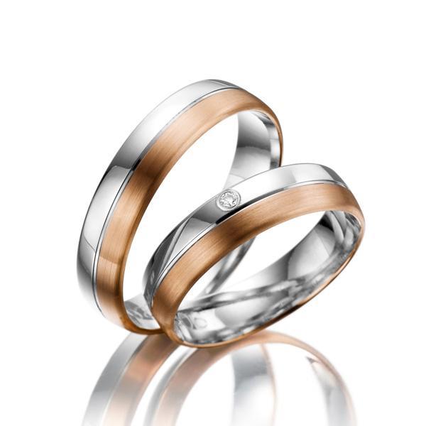 Trauringe Weiss-Rotgold von Weidner 62086 + 72086