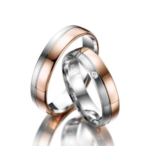 Trauringe Weiss-Rotgold von Weidner 62088 + 72088