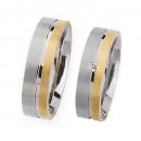 Partnerringe Edelstahl Gold/Keramik von Ernstes Design R208 + R207