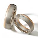 Trauringe Weiss-Rotgold von Weidner 62065 + 72065